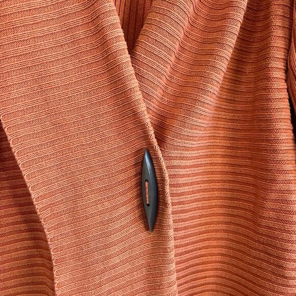 Sigrid Olsen Sport Ribbed Silk Blend Cardigan Rust Orange Waterfall Sweater 2X - Picture 4 of 15